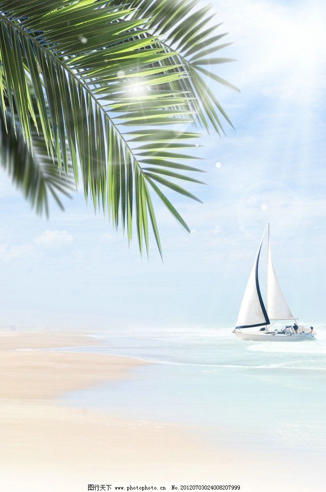 夏日海洋风景 夏日 海洋 海浪 帆船 沙滩 海滩 风景 自然风光 自然