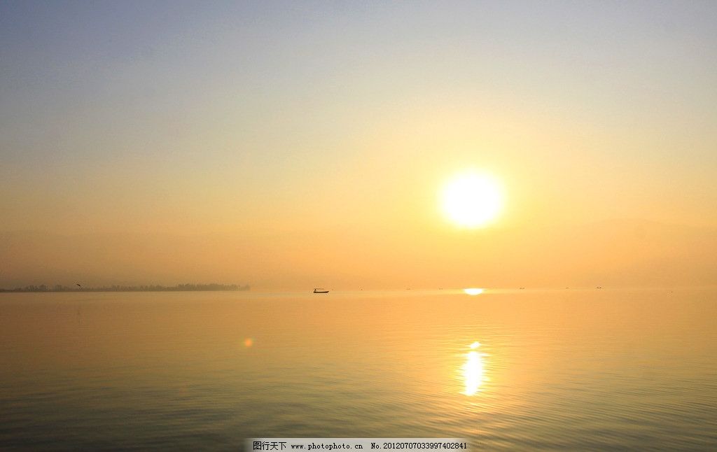 湖面日出 海上日出 海上日落 早晨 日出剪影 起航 风光 日出风光 海