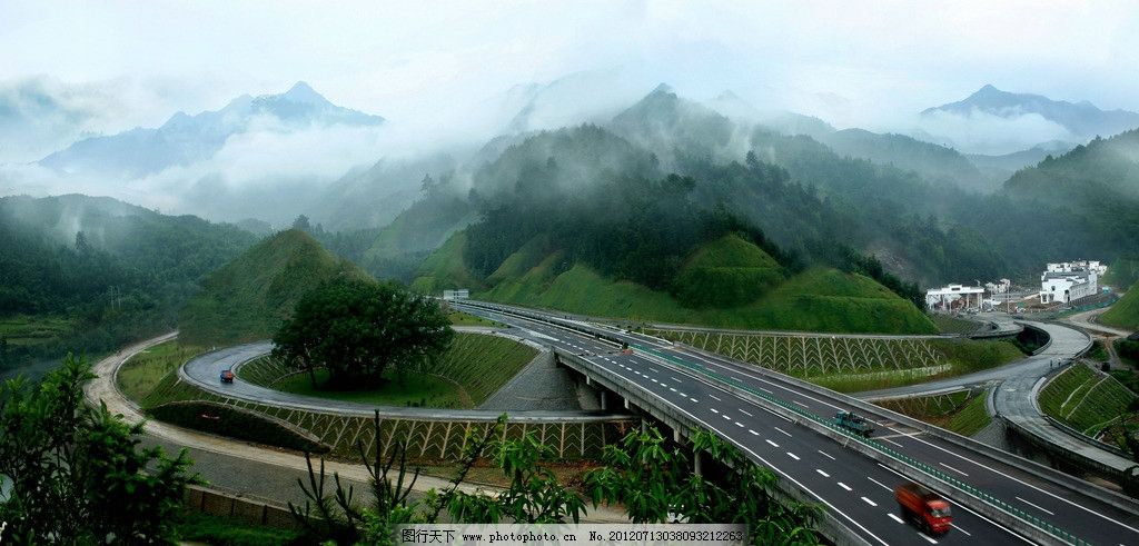 高速公路图片,江西 绿化带 大桥 互通 立交 山峦