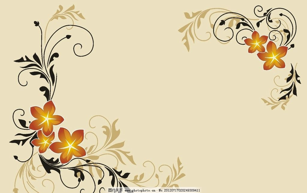 对角花移门图片,黄花 黑色 花蔓 花藤 背景 背景图案-图行天下图库