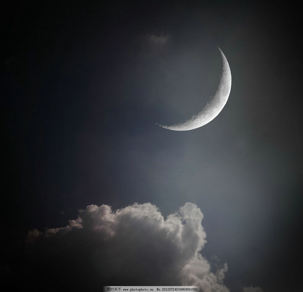 月亮 夜晚 星空 星星 月牙 云彩 弯月 梦幻 月光 皎洁 云朵 天空 自然图片