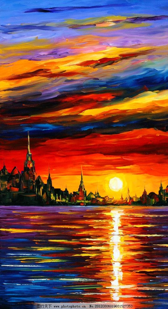 天空油画风景简单 图片合集