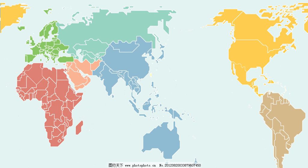 世界板块_分颜色区域图片