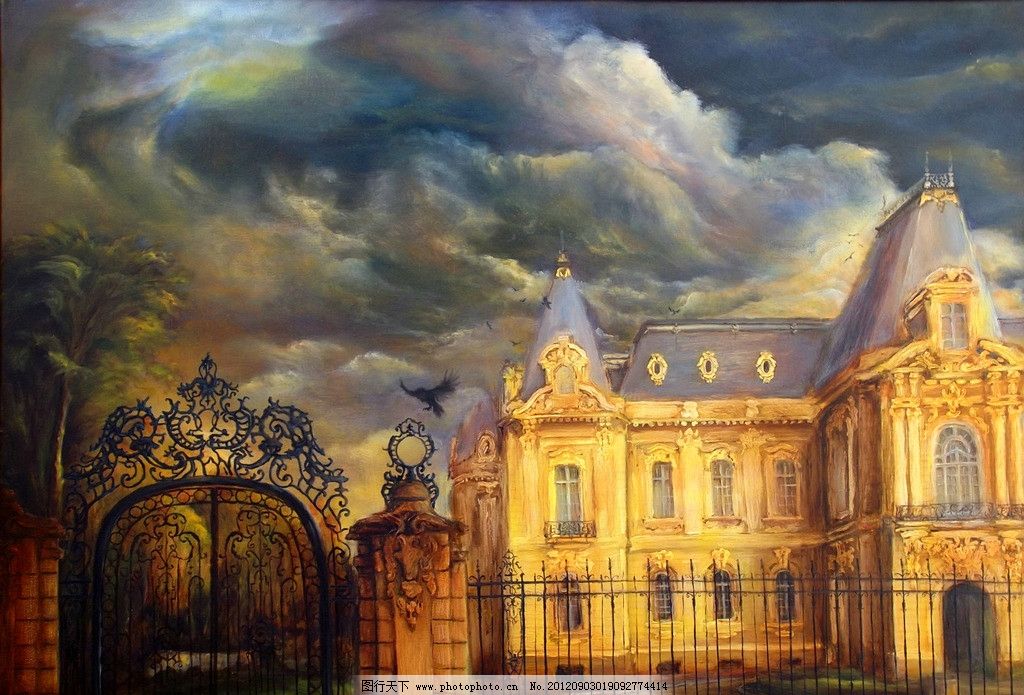 油画 欧式庄园 油画风景 绘画 艺术 油画艺术 古风油画 复古油画 复古风格 庄园 欧式建筑 中世纪建筑 天空 风景油画 西方油画 风景画 风景 景色 欧美油画 油画作品 挂画 绘画书法 文化艺术 设计 72DPI JPG