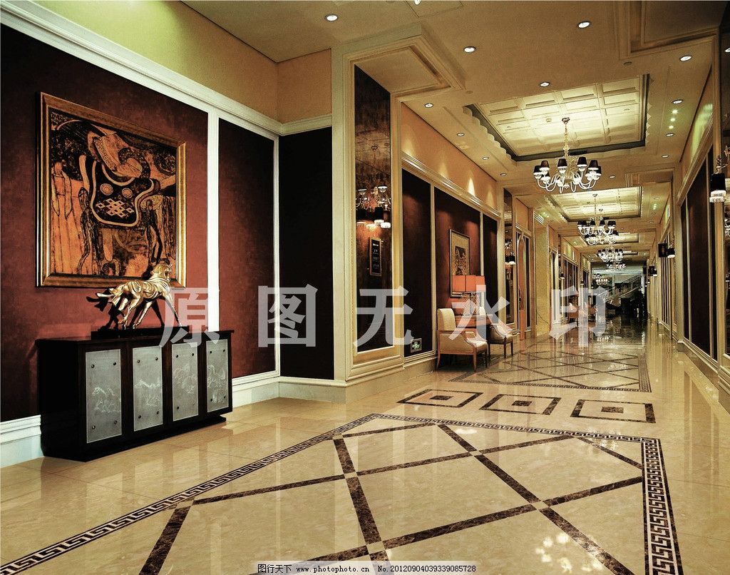 酒店大堂 别墅 豪华 欧式 室内装修 大厅 石材 石砖 高档 室内摄影