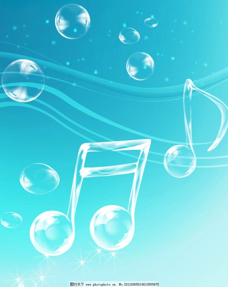 音符图片,蓝色背景 天空 泡泡 透明 舞蹈音乐 文