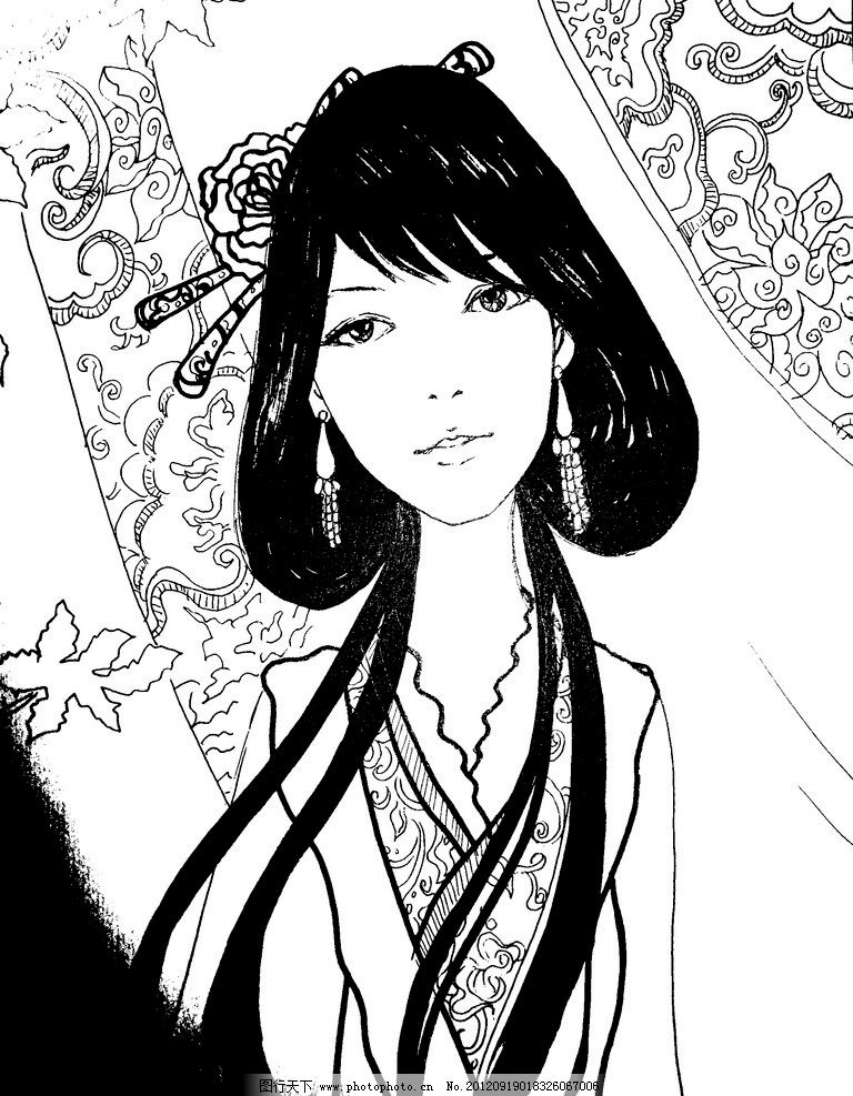 古风 漫画 手绘 画 少女 人物 古装 古代 古时候 美女 卡通 卡通