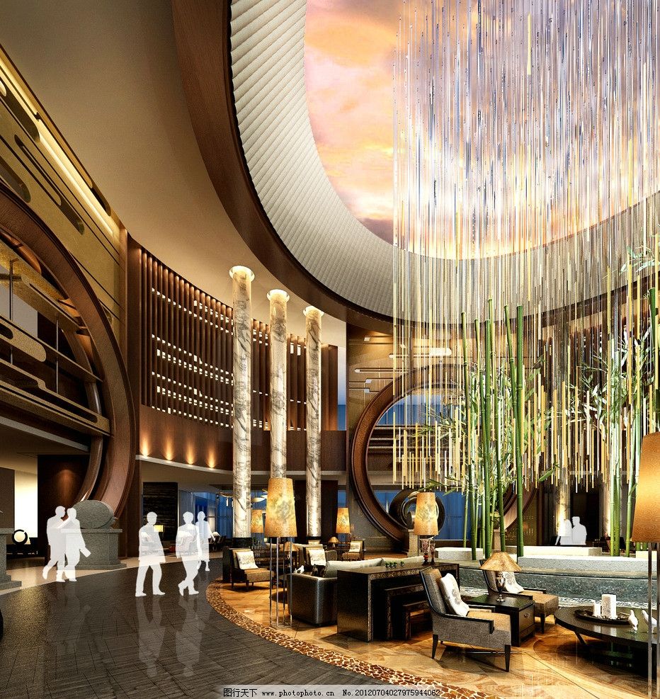 酒店室内大堂入口内装修图