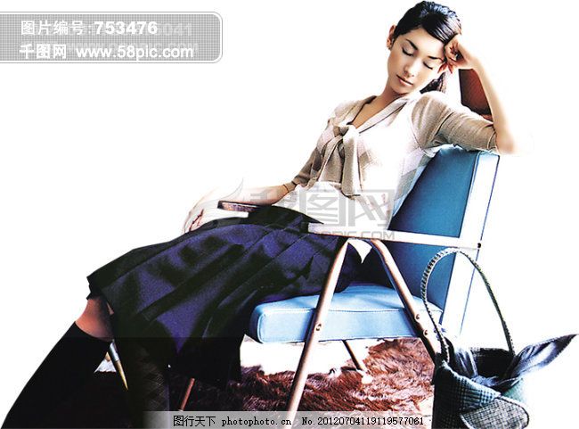 坐在椅子上睡着的女性图片 生物静物 设计元素 图行天下素材网