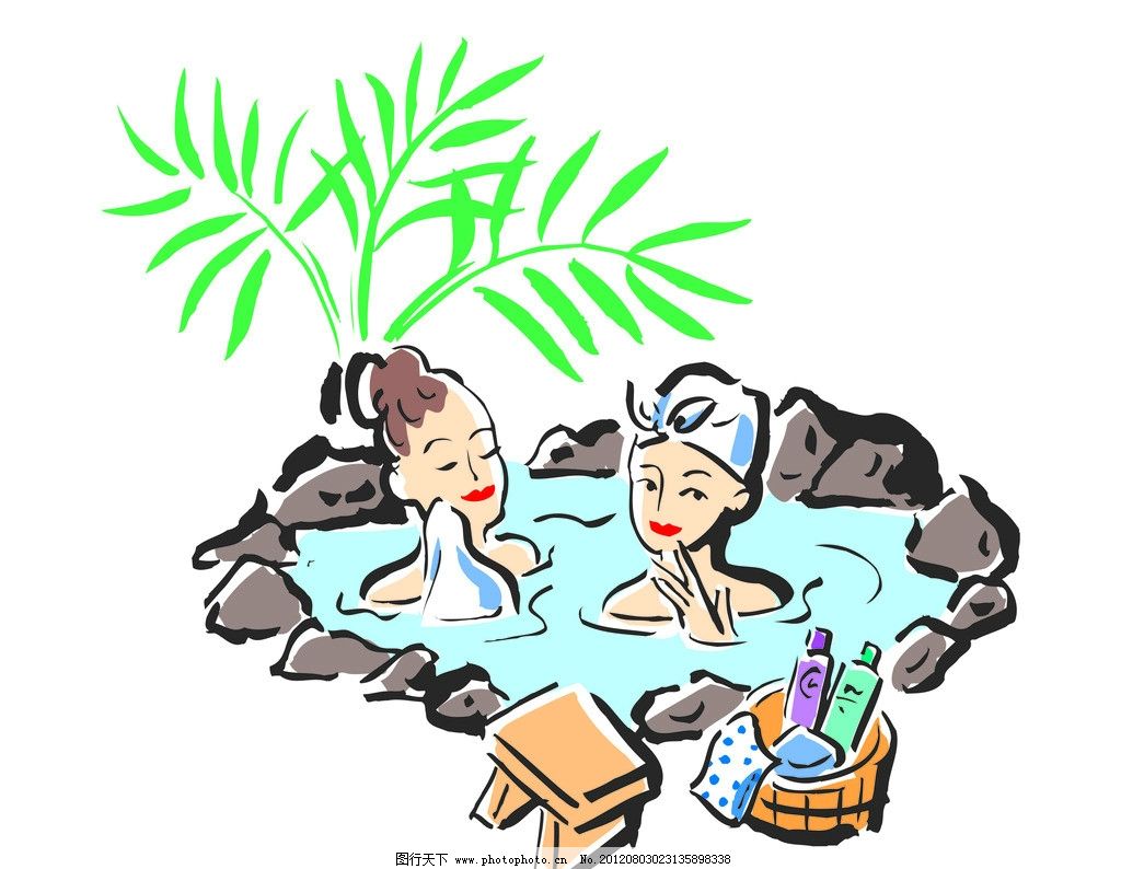女人洗澡。插画图片素材_ID:158155288-Veer图库