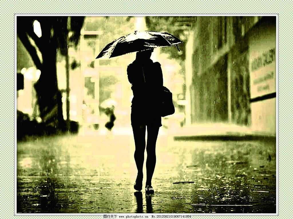 撑伞图片 雨中背影图片